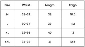 2 part trouser size chart